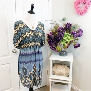 V-Neck V-Back Abstract Tie Dress